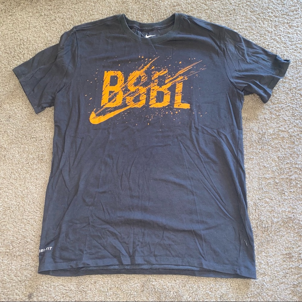 Men’s Nike Baseball “BSBL” Athletic Cut Dri-fit Shoet Sleeve T-shirt Size Large